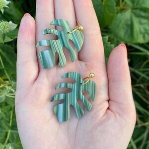 Monstera Leaf Dangle Earrings